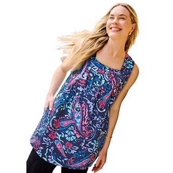 Woman Within Plus Size Swing Square Neck Pocket Tunic