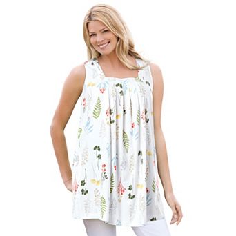 Woman Within Plus Size Swing Square Neck Pocket Tunic