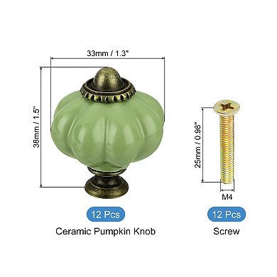 12pcs Pumpkin Knobs, Vintage Drawer Pulls with 12 Screws, Ceramic