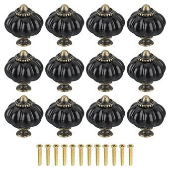 12 pc Pumpkin Knobs, Vintage Drawer Pulls with 12 Screws, Ceramic