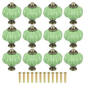 12 pc Pumpkin Knobs, Vintage Drawer Pulls with 12 Screws, Ceramic