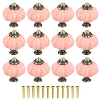 12 pc Pumpkin Knobs, Vintage Drawer Pulls with 12 Screws, Ceramic