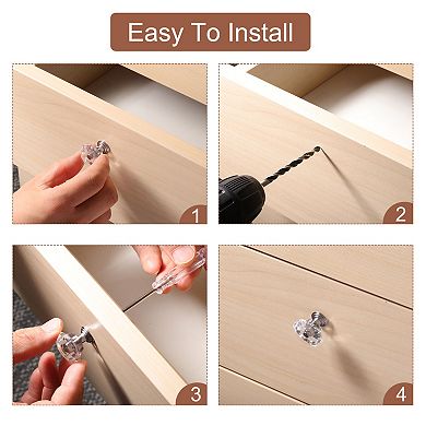 10 Pcs Crystal Drawer Knobs 24 mm Dresser Knobs for Cupboard