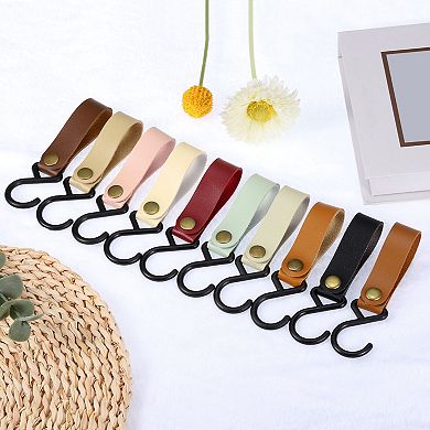 Leather S Hooks, 8Pcs Hook Hanger S-Shaped Hangers for Outdoor Picnic Hanging Pots Pans Utensils