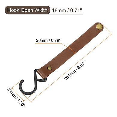 Leather S Hooks, 8Pcs Hook Hanger S-Shaped Hangers for Outdoor Picnic Hanging Pots Pans Utensils