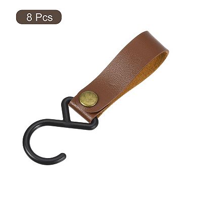 Leather S Hooks, 8Pcs Hook Hanger S-Shaped Hangers for Outdoor Picnic Hanging Pots Pans Utensils
