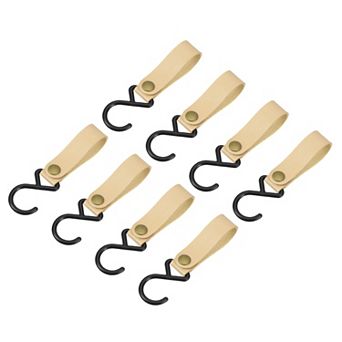Leather S Hooks, 8 pc Hook Hanger S-Shaped Hangers for Outdoor Picnic Hanging Pots Pans Utensils