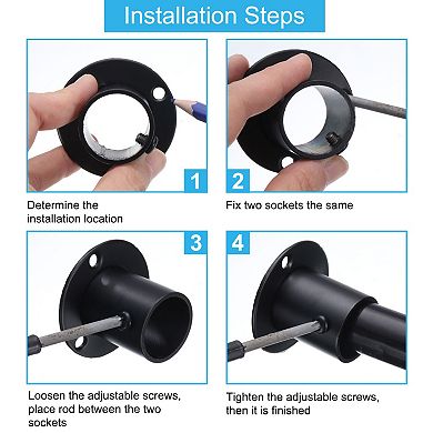 12Pcs Stainless Steel Closet Rod Brackets