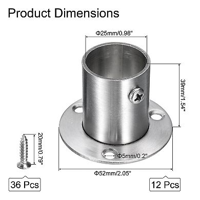 12Pcs Stainless Steel Closet Rod Brackets