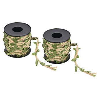 2 Roll 33ft 5mm Burlap Leaf Ribbon Artificial Vine Natural Jute Rope Twine