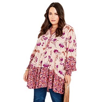 Avenue Women's Plus Size Cynthia Splice Empire Waist Tunic