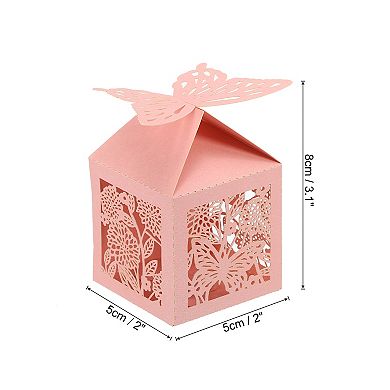 2"x2"x3.1" Favor Boxes, 25 Pack Paper Laser Cut Candy Boxes Hollow Butterfly Gift Box