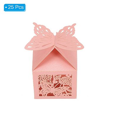 2"x2"x3.1" Favor Boxes, 25 Pack Paper Laser Cut Candy Boxes Hollow Butterfly Gift Box