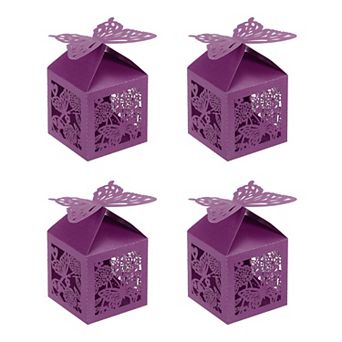 2"x2"x3.1" Favor Boxes, 25 Pack Paper Laser Cut Candy Boxes Hollow Butterfly Gift Box