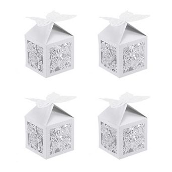 2"x2"x3.1" Favor Boxes, 25 Pack Paper Laser Cut Candy Boxes Hollow Butterfly Gift Box