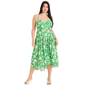 June + Vie Women's Plus Size High-Low Midi Dress