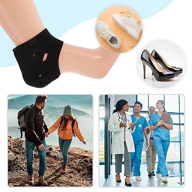 1 Pair Warm Heel Protectors for Travelling Black Red