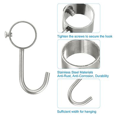 10Pcs Pipe Rod Hooks, Adjustable Rod Closet Rod Hooks Coat Hook for Wardrobe Hanging Pots