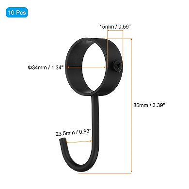 10Pcs Pipe Rod Hooks, 1.34" Inner Dia Rod Closet Rod Hooks Coat Hook for Wardrobe Hanging Pots