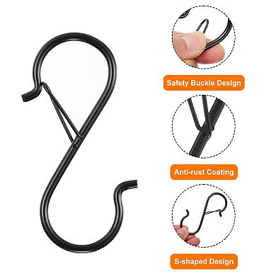 20pcs S Hooks S-shaped Metal Hook Hanger with Safety Buckle for Hanging Plants Clothes Pots and Pans