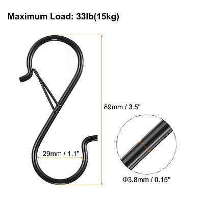 20pcs S Hooks S-shaped Metal Hook Hanger with Safety Buckle for Hanging Plants Clothes Pots and Pans