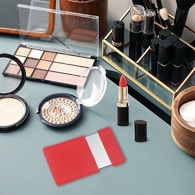 Small Pocket Mirror for Purse, Stainless Steel Compact Mirror with Leather Case, 2.44"x3.74"