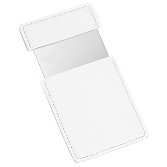 Small Pocket Mirror for Purse, Stainless Steel Compact Mirror with Leather Case, 2.44"x3.74"