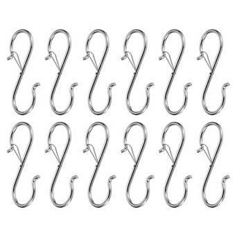12 pc S Hooks S-shaped Metal Hook Hanger with Safety Buckle for Hanging Plants Clothes Pots and Pans