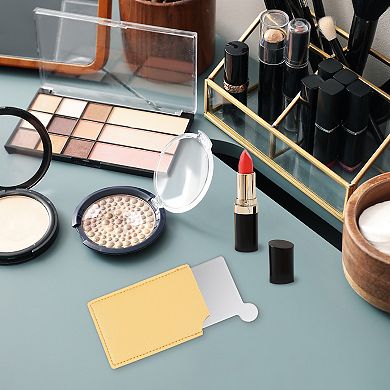 Small Pocket Mirror for Purse, Stainless Steel Compact Mirror with Leather Case, 2.5"x3.66"