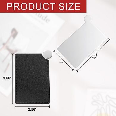 Small Pocket Mirror for Purse, Stainless Steel Compact Mirror with Leather Case, 2.5"x3.66"