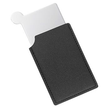 Small Pocket Mirror for Purse, Stainless Steel Compact Mirror with Leather Case, 2.5"x3.66"