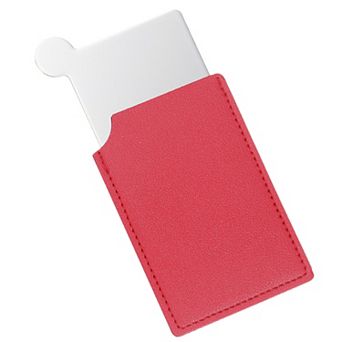 Small Pocket Mirror for Purse, Stainless Steel Compact Mirror with Leather Case, 2.5"x3.66"