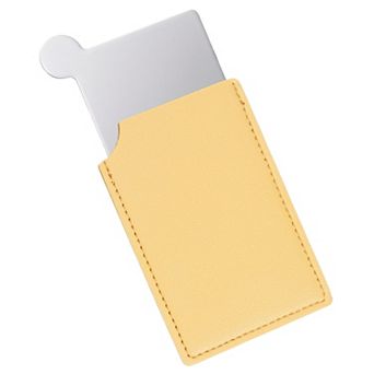 Small Pocket Mirror for Purse, Stainless Steel Compact Mirror with Leather Case, 2.5"x3.66"