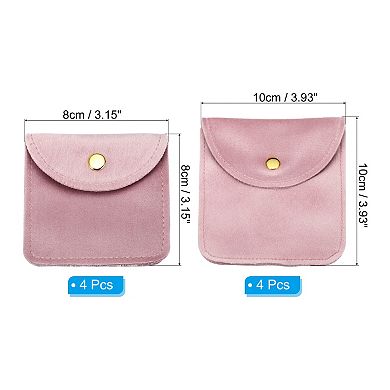 Jewelry Pouches with Snap Button, Total 8 Pack Velvet Jewelry Pouches Storage for Earring
