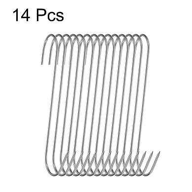 14pcs 7" Hooks Butcher Hook S-Shaped Meat Processing Hooks for Hanging Smoking Grilling Beef Rib BBQ