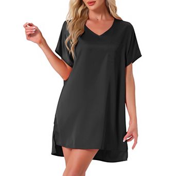 Women's Nightgown V Neck Soft Short Sleeve Loungwear Thigh Length Sleepdress