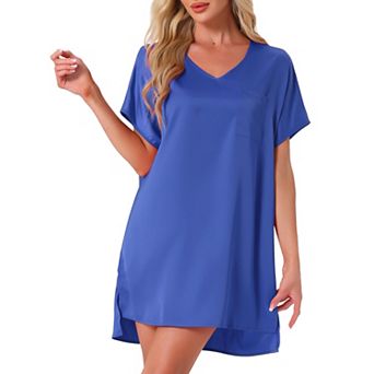 Women's Nightgown V Neck Soft Short Sleeve Loungwear Thigh Length Sleepdress