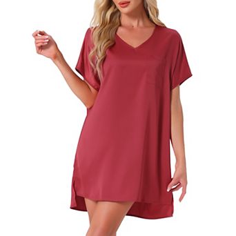 Women's Nightgown V Neck Soft Short Sleeve Loungwear Thigh Length Sleepdress