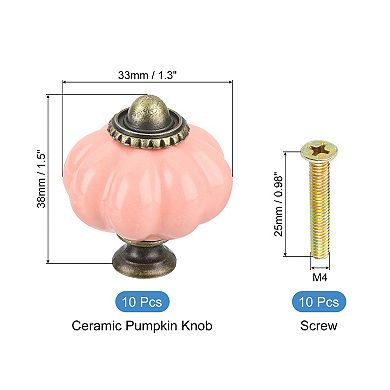 10pcs Pumpkin Knobs, Vintage Drawer Pulls with 10 Screws, Ceramic