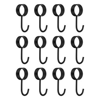 12 pc Pipe Rod Hooks, 1.34" Inner Dia Rod Closet Rod Hooks Coat Hook for Wardrobe Hanging Pots