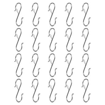 20 pc S Hooks S-shaped Metal Hook Hanger with Safety Buckle for Hanging Plants Clothes Pots and Pans