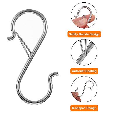 20pcs S Hooks S-shaped Metal Hook Hanger with Safety Buckle for Hanging Plants Clothes Pots and Pans