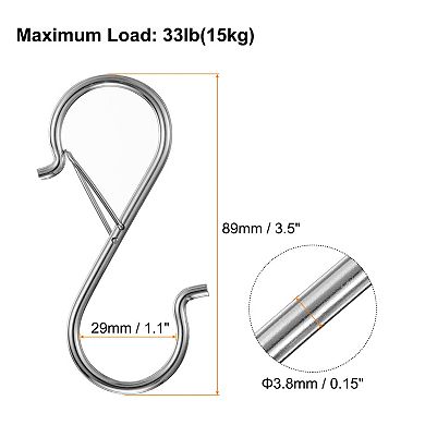 20pcs S Hooks S-shaped Metal Hook Hanger with Safety Buckle for Hanging Plants Clothes Pots and Pans