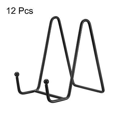 12Pcs 4.3Inch Plate Stand for Display Iron Easel Plate Holder for Photo Black
