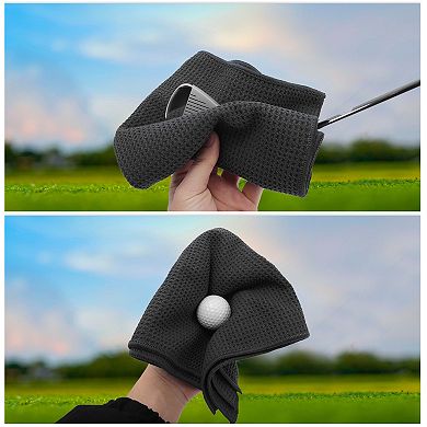 Soft Waffle Pattern Golf Towel for Cleaning Golf Balls and Clubs - 1 Piece 15.75"x15.75"