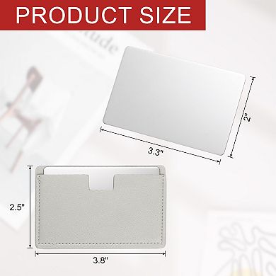 Small Pocket Mirror, Stainless Steel Compact Mirror w Leather Case Travel Handheld Mirror 2.5"x3.8"