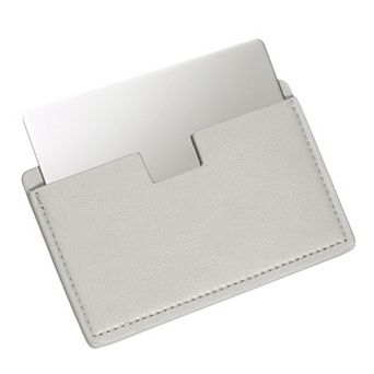 Small Pocket Mirror, Stainless Steel Compact Mirror w Leather Case Travel Handheld Mirror 2.5"x3.8"