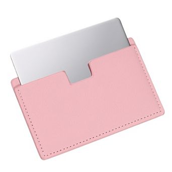 Small Pocket Mirror, Stainless Steel Compact Mirror w Leather Case Travel Handheld Mirror 2.5"x3.8"