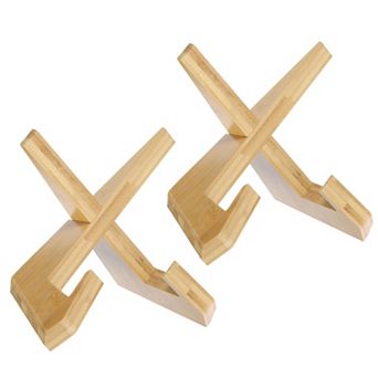 2 pc Wooden Plate Stands for Display, 6.5 Inch Display Holder