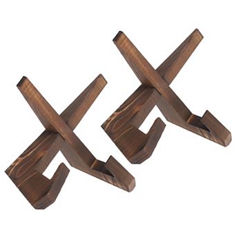 2 pc Wooden Plate Stands for Display, 6.5 Inch Display Holder